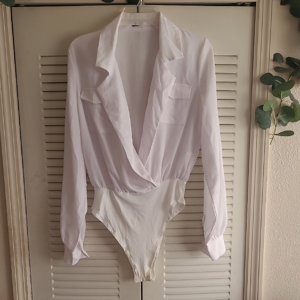 Sheer White Long Sleeve Bodysuit